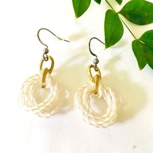 Braided Opalescent Wreath Gold Accent Pendants Drop Earrings